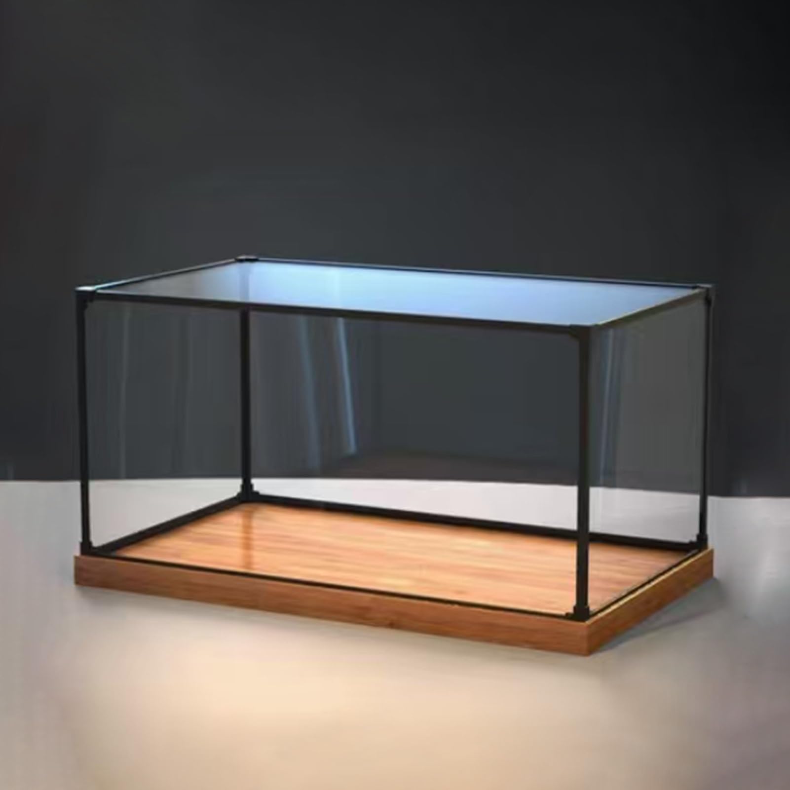 Vitrine Durchsichtige Acrylboxen zur Präsentation von Sammlerstücken, Staubdichter Aufbewahrungswürfel mit Holzsockel, Stapelbare Transparente Box zur Präsentation von Figurenmodellen(25x25x30cm(10"x1