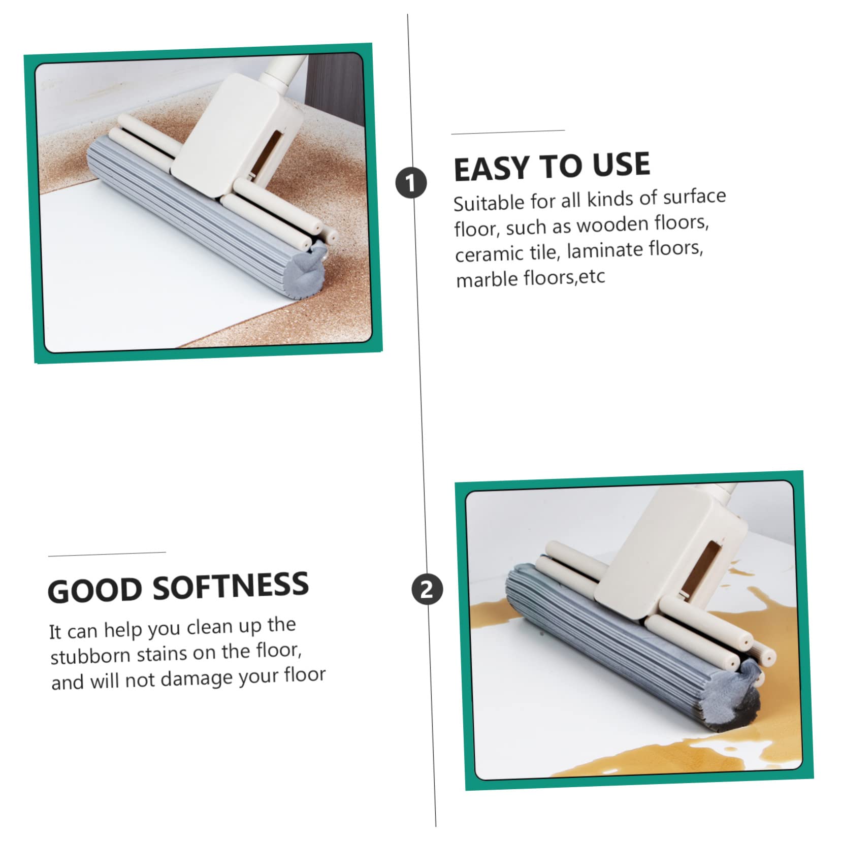 SOESFOUFU Microfiber Mop Head Refills 3pcs PVA Sponge Mop Refill for Kitchen Cleaning