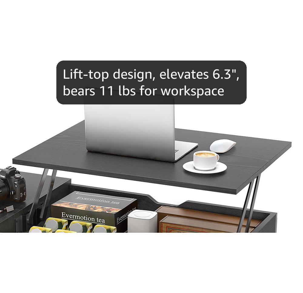 Amazon.com: Sweetcrispy Lift Top Coffee Table Black for Living