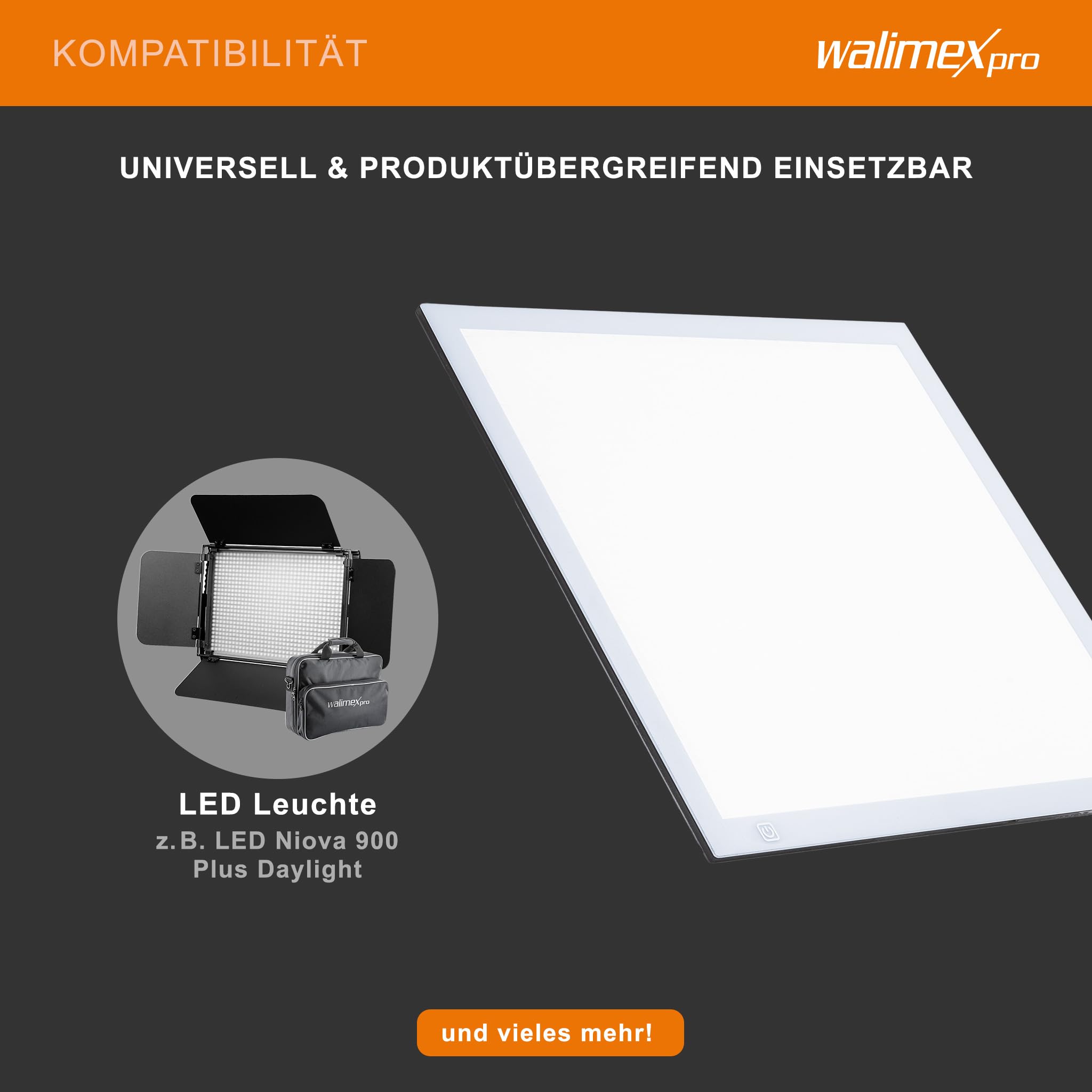 Walimex pro Shining White 380 LED Leuchttisch 15 W, Lightpad 38 x 38 cm, dimmbarer Lichttisch mit 5600 K Farbtemperatur, Zeichenbrett zum Abpausen, Malen, Zeichnen