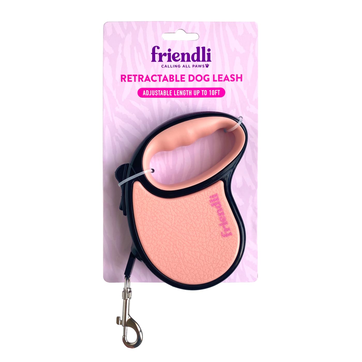 Friendli Bubblegum Pink Retractable Small Pet Leash, Small – 10ft, Durable & Lightweight, Tangle-Free, Easy to Use, Comfortable Grip, Ideal for Outdoor Adventures, Perfect for Small Pets