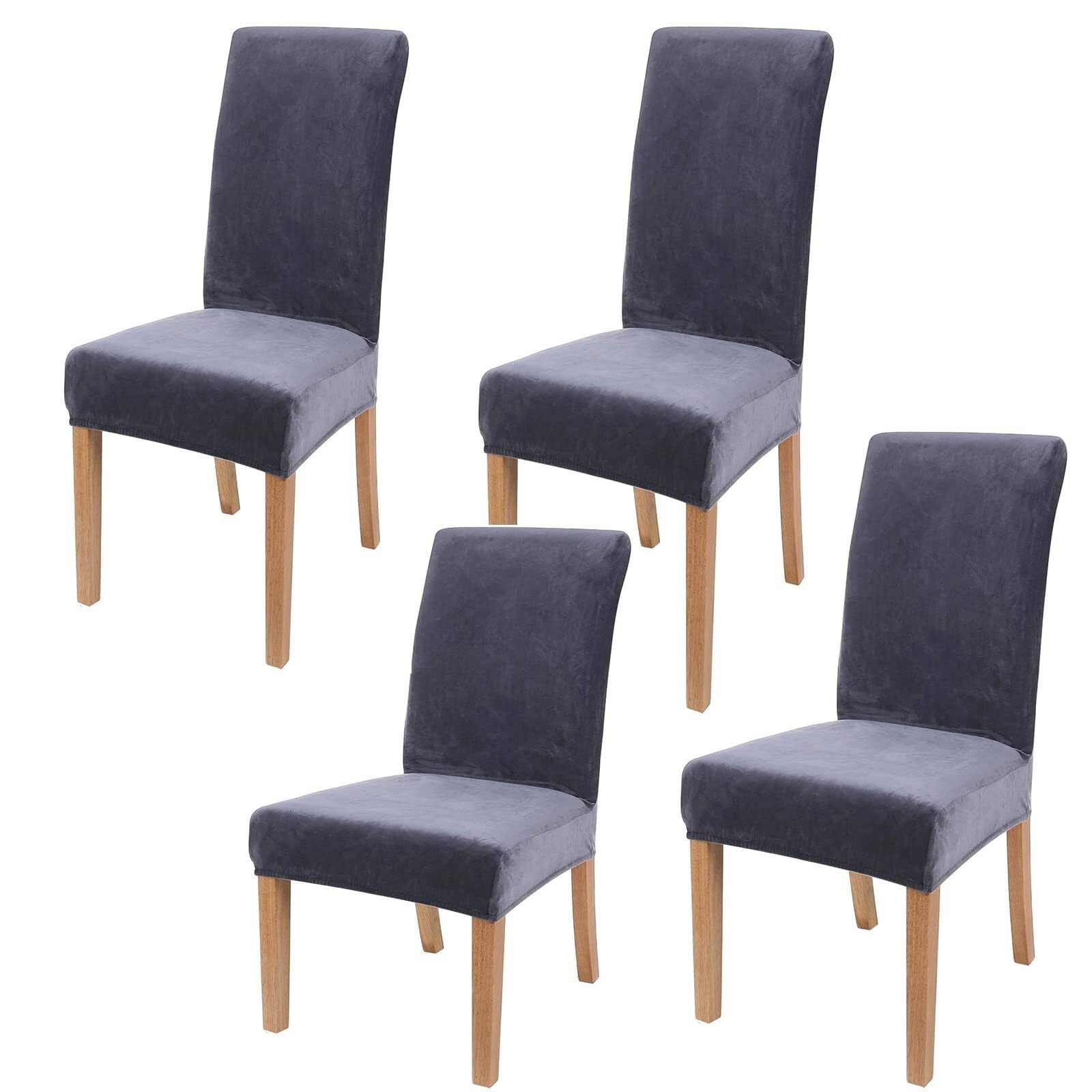 NMVAWIPT Velvet Stretch Dining Chair Covers Elastic Removable Washable Parsons Protectors For Room Hotel Wedding Banquet(#4,4pcs)