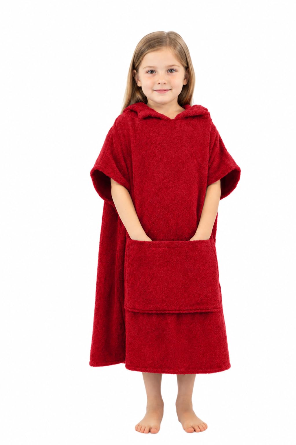 ALLEN &amp; MATE Kids Hooded Towel Poncho, 100% Cotton Swim Cover-Up, 6-13 Yrs