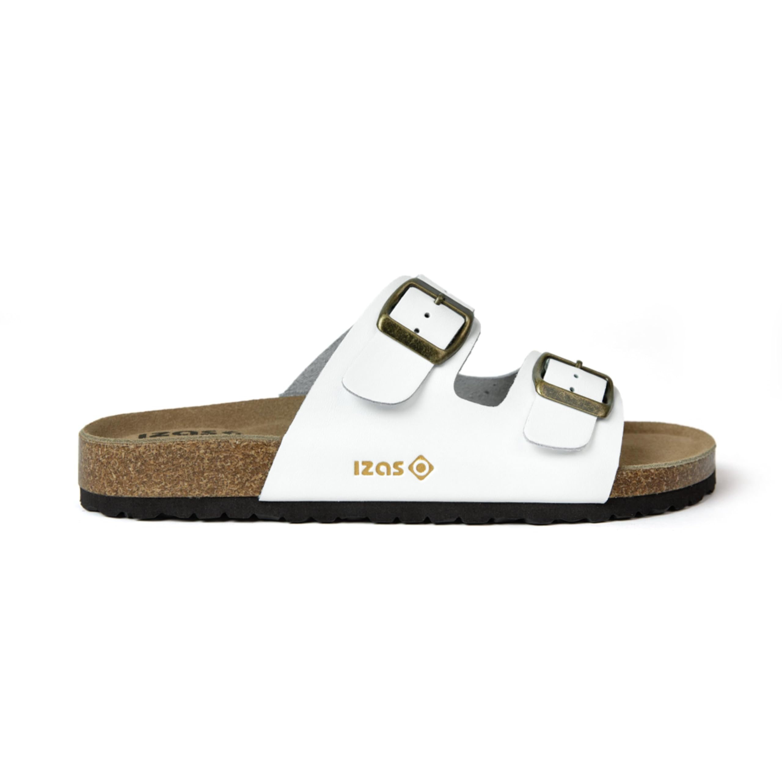 Izas Durtal V2 Black Sandali estivi da donna e uomo casual e alla moda. Infradito da spiaggia per camminare con doppia chiusura a fibbia. Sandali Unisex in Pelle Pelle Colore Nero