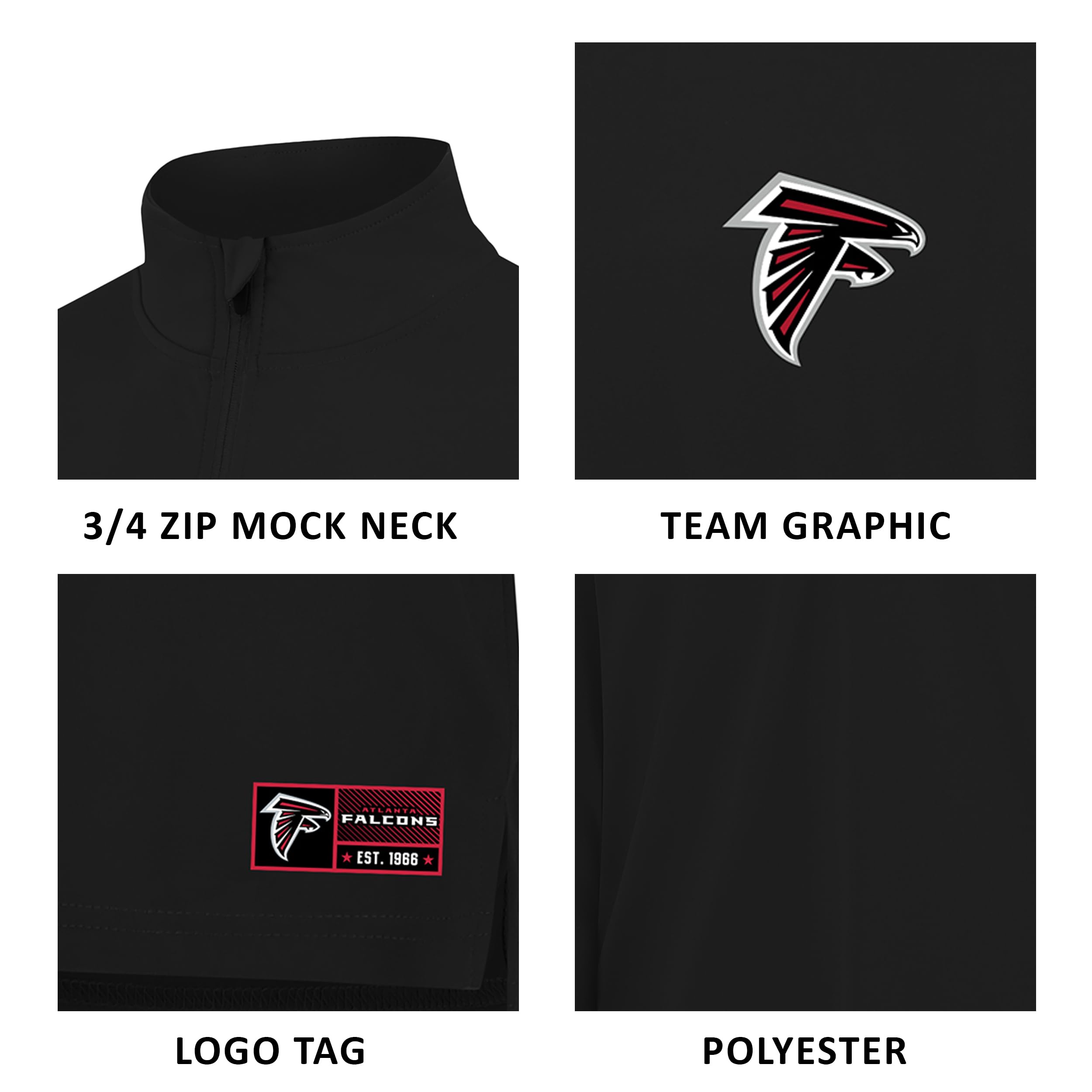 Ultra Game Men's Standard NFL Official Super Soft Quarter Zip Long Sleeve T-Shirt, Team Color