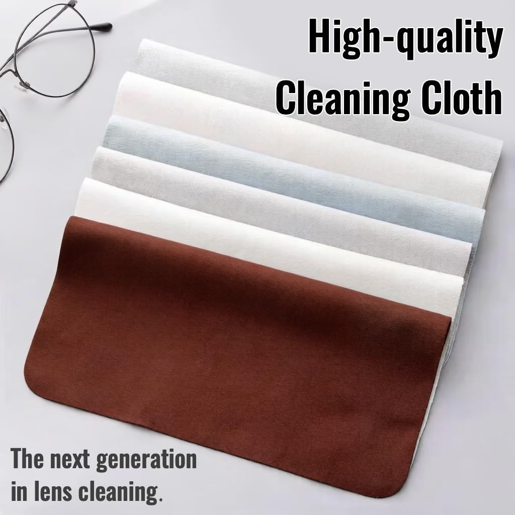 10 Pack Microfiber Cleaning Cloths, Premium 110D Scratch-Free & Lint-Free Clean Cloth for Eyeglasses, Phone Screen, Camera Lens, VR/AR Headset, Car Mirror, Reusable & Washable (Coffee&Black, 6.9*5.7)