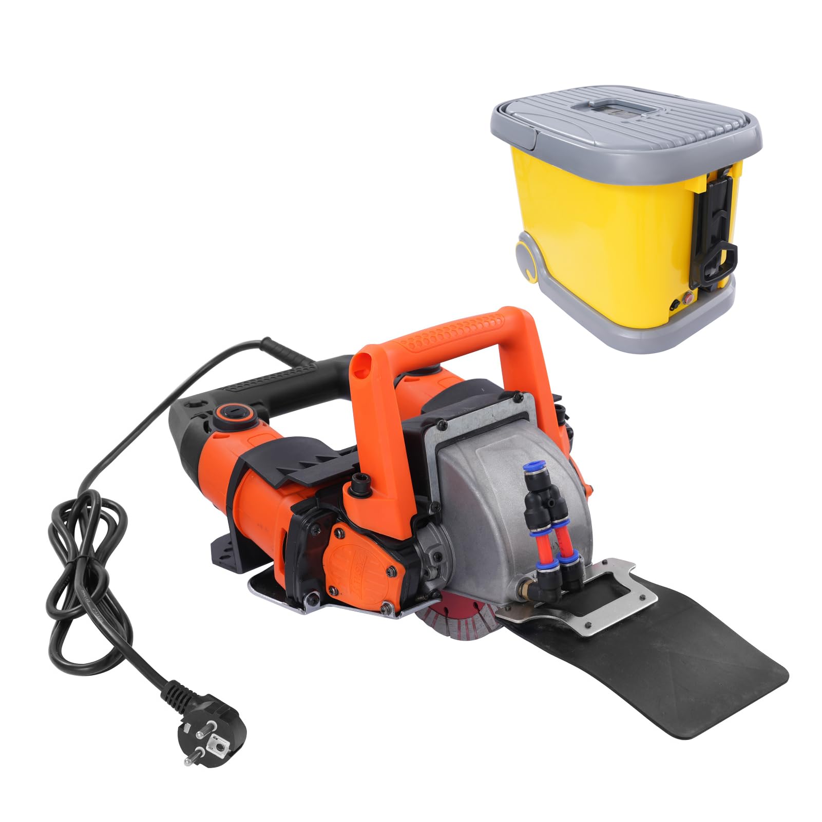 Fresadora de pared de 5200 W, fresadora de cable para pared con 5 hojas de sierra y bomba de agua, profundidad máxima y ancho de 45 x 72 mm, fresadora ranurada de 10500 rpm para bloques de cemento