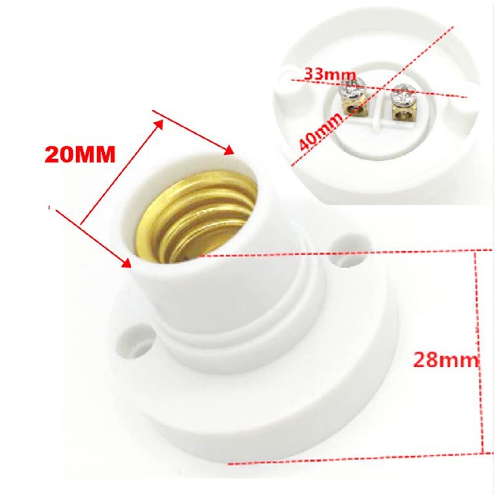 Douille d'ampoule, adaptateur d'ampoule, 10 pièces E14 douille de lampe plate de conversion noire 6A 220V interrupteur d'ampoule protection de l'environnement PBT grande vis vers petite douille de lam
