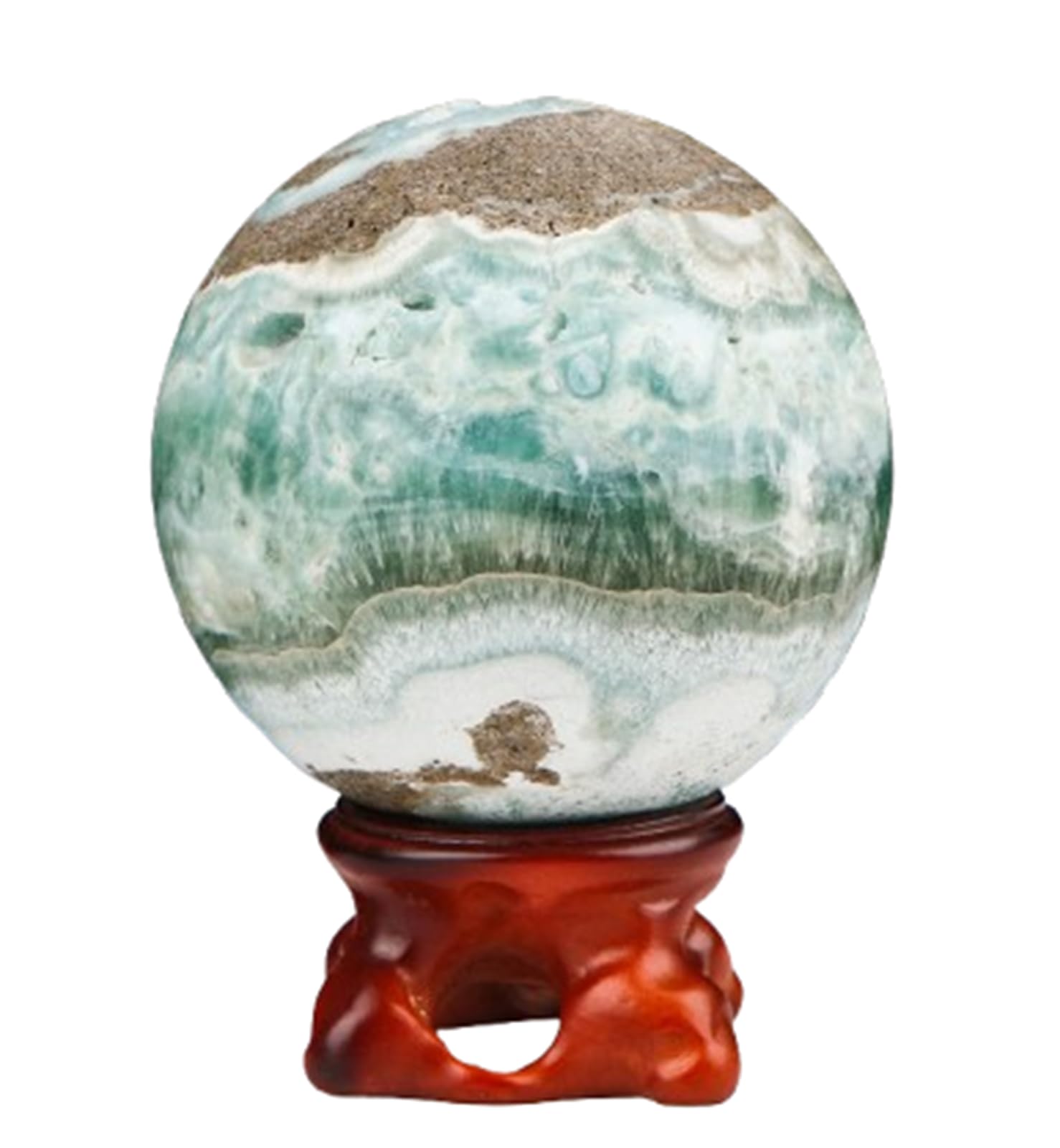 RVBLRDSE Blue Hemimorphite Stone Crystal Ball Ornament with Stand, Pattern Sphere for, Home & Office Feng Shui Decor,70~80mm Gemstone Stone