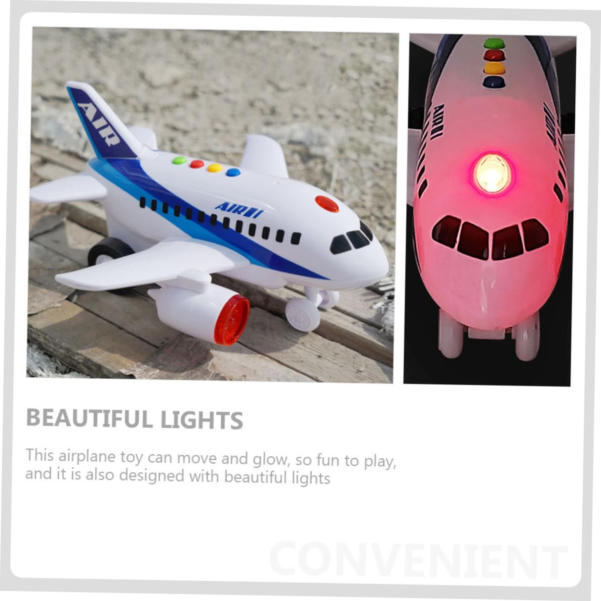 ifundom Avión de Juguete Inercial para Bebés, Modelo de Aeronave Giratorio sin Batería, Juguete Educativo para Desarrollo Infantil Luces, Adecuado para Pequeños y Recién Nacidos