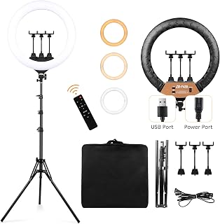22 Inch LED Ring Light 3200-6500K Lighting Kit 600pcs LED Beads with Light Stand & 3 Phone Holders for Smartphone YouTube Tik Tok Live Stream Portrait Makeup Vlog Video Photography