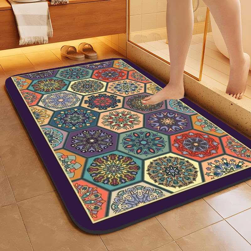 Image of SKVM Water Absorbent mat for Bathroom Kitchen Floor Door Entrance Anti Slip Floor Foot Anti Skid Bathroom Shower mat (Design 22)