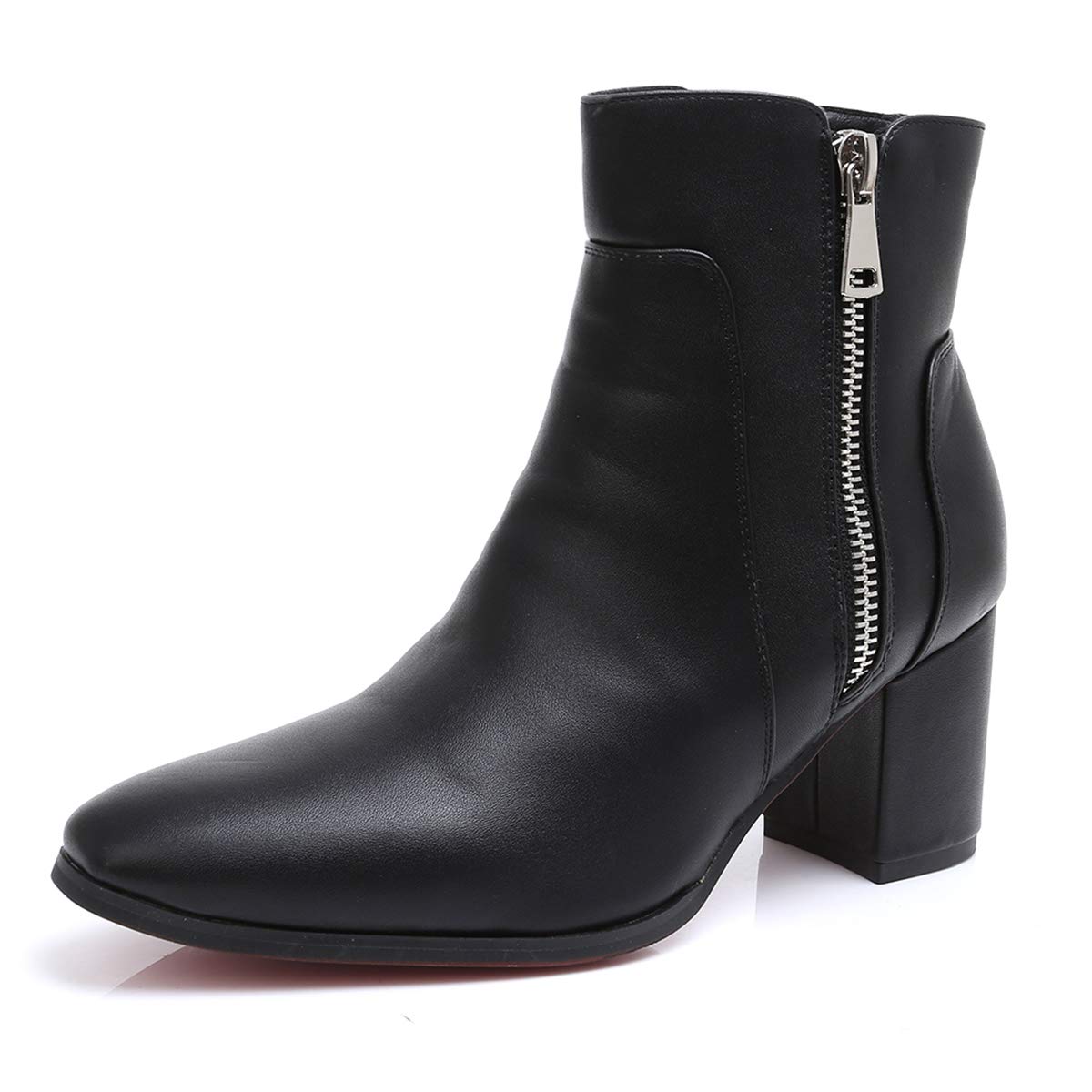 Amazon | [エンデヴァイス] プレーントゥ ヒールブーツ メンズ サイド