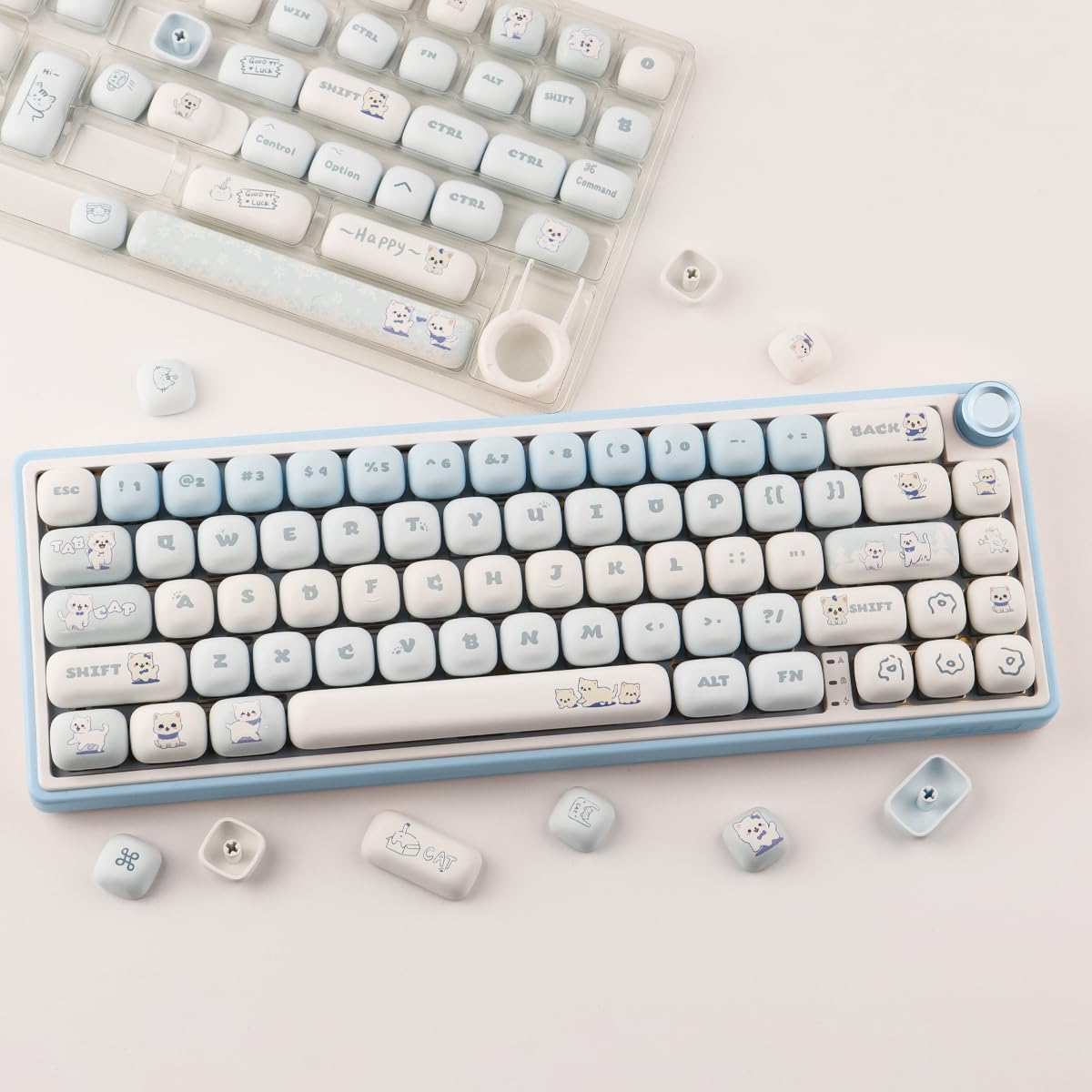 JakeTsai Lot de 143 touches PBT - Profil MOG - Sublimation de teinture - Disposition ANSI personnalisée - Compatible avec les commutateurs Cherry MX