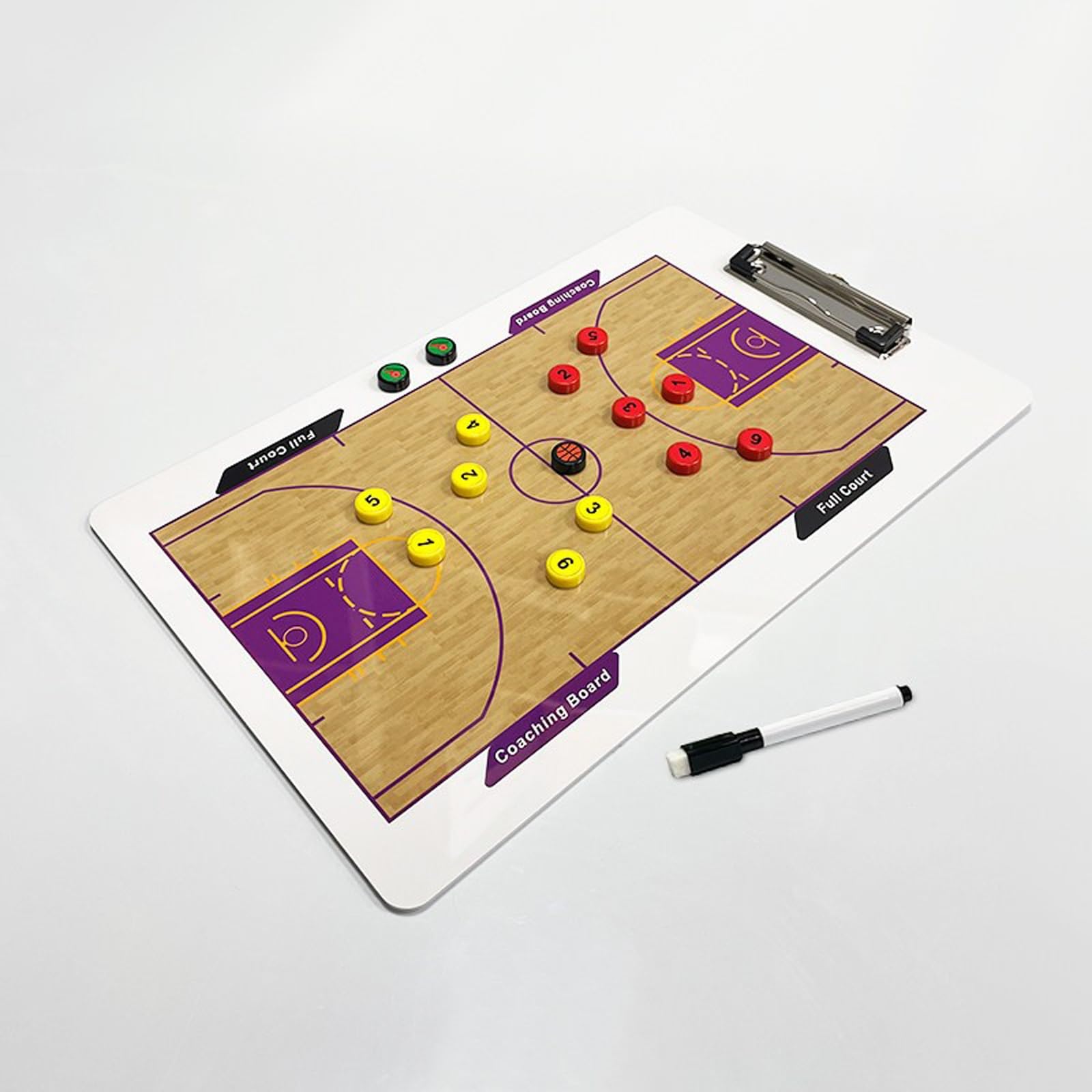 Basketball Dry Erase Coaches Klemmbrett, Doppelseitiges Löschbares Magnetisches Whiteboard, Glatte Schreiboberfläche, Inklusive Magnetischer Schachfiguren Einem Markierungsstift