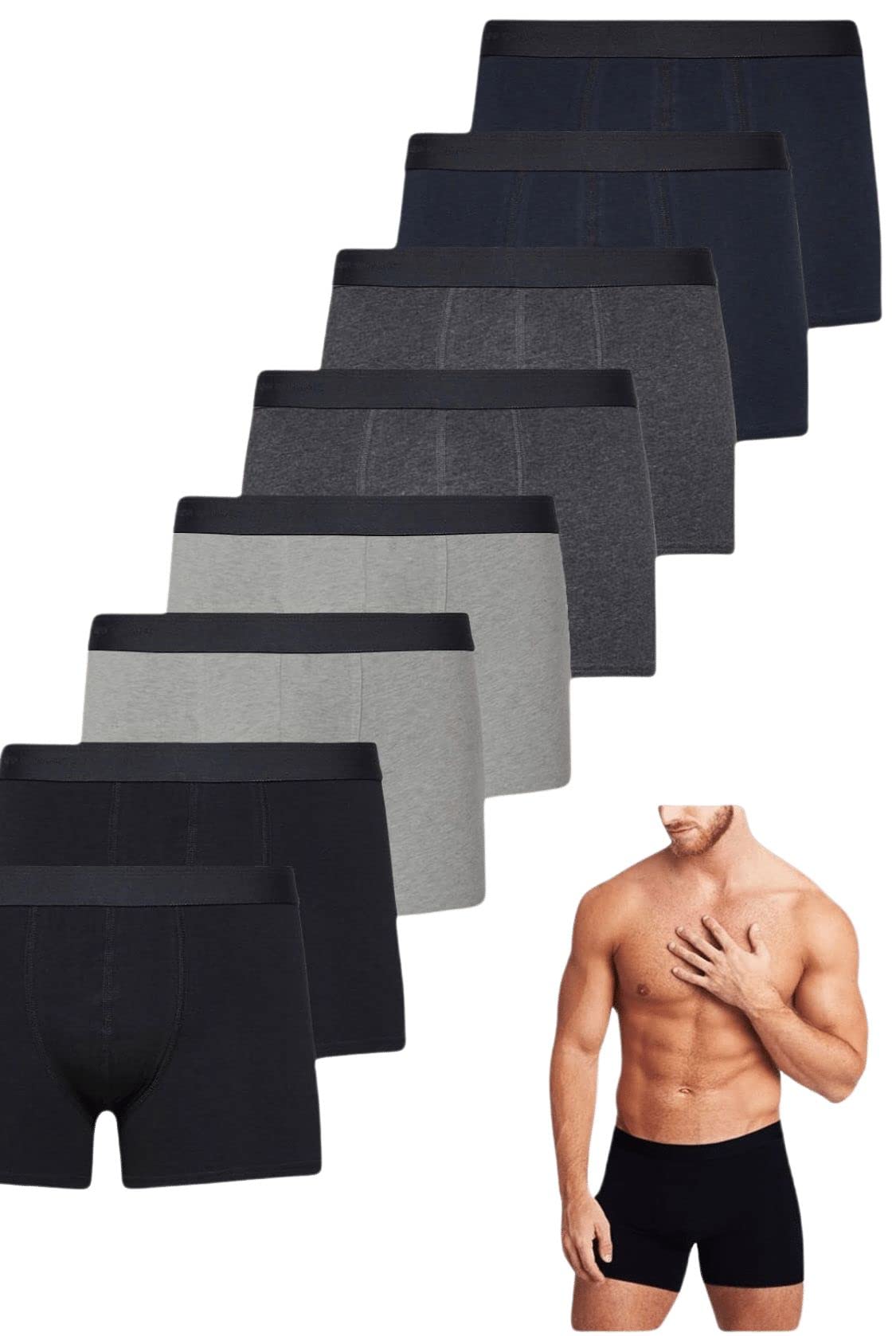 VentiupMen's Cotton Boxer Brief (Pack of 8) Natural Feelings Mens Boxer Shorts Soft Cotton Men Pack Breathable Mens Underwear Boxer Brief (l), multi