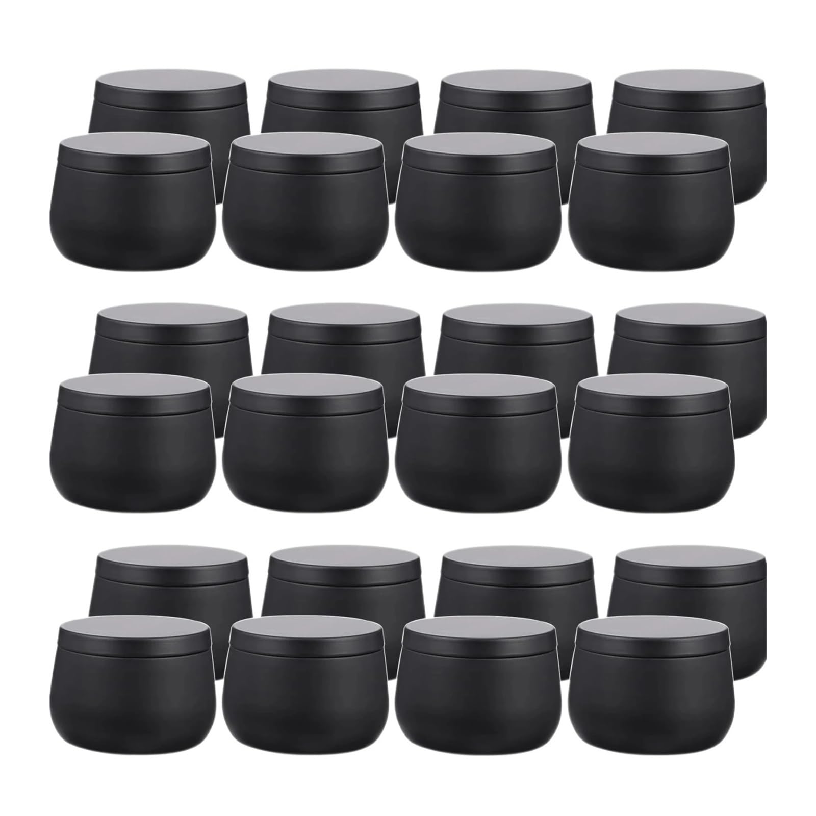 Xinglongs Candle Jars 24PCS 4oz/8oz Empty Metal Candle Tins with Lid Black Candle Jars for DIY Making Christmas Candle Sample Container(8oz tins)
