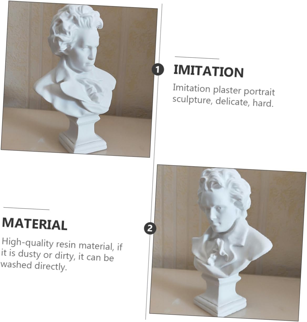 VALICLUD Classical Bust Resin Portrait Sculpture in European Style Decor