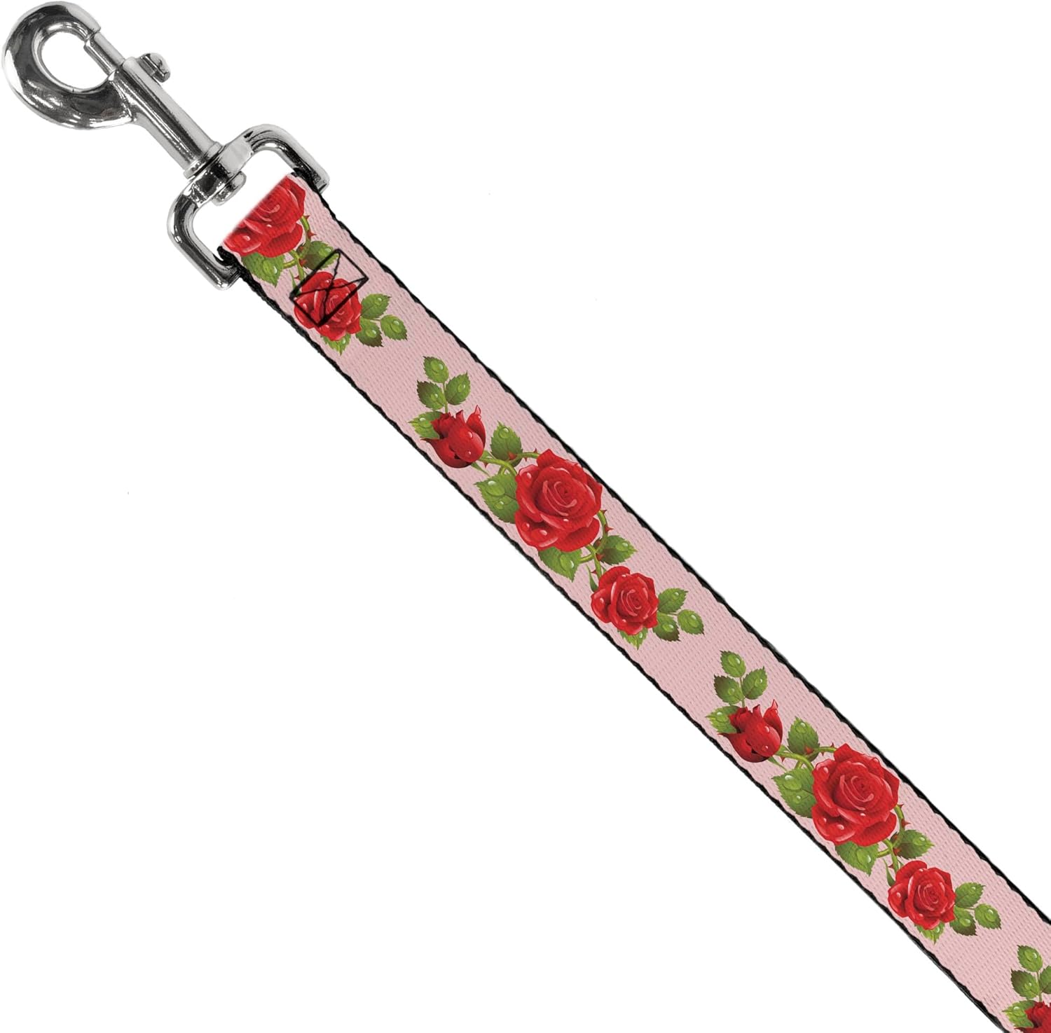 Dog Leash Rose Trio Leaves Pink 6 Feet Long 1.0 Inch Wide