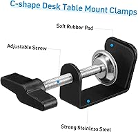 Vista 3 de SUPVOX 2 unids escritorio c abrazadera mesa montaje C abrazaderas para escritorio plástico varilla y base sin bordes ajuste de 360 grados