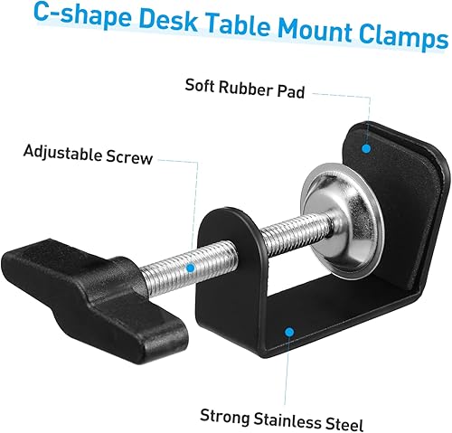 Miniatura 3 de SUPVOX 2 unids escritorio c abrazadera mesa montaje C abrazaderas para escritorio plástico varilla y base sin bordes ajuste de 360 grados