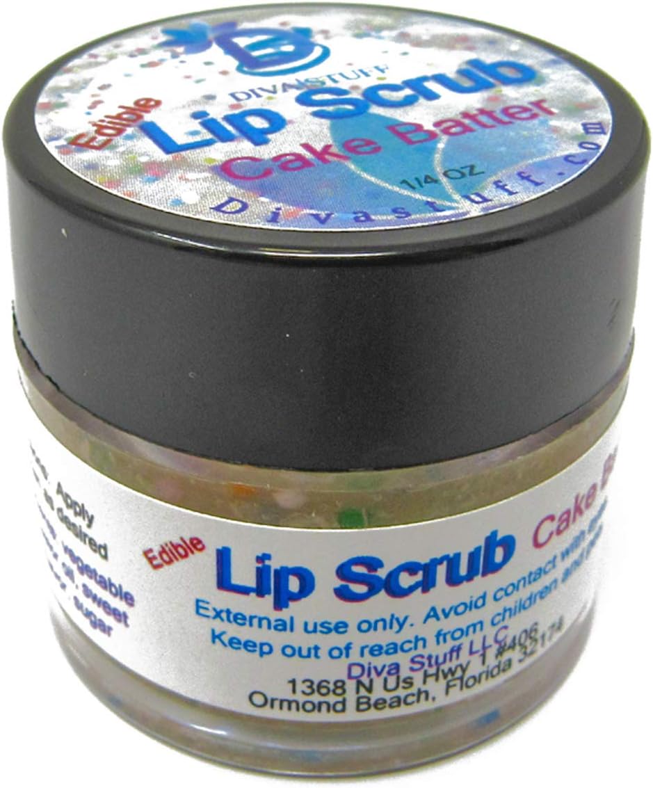 Diva Stuff Ultra Hydrating Lip Scrub for Soft Lips, Gentle Exfoliation, Moisturizer & Conditioner, Cake Batter Flavor – ¼ oz (Made in the USA)