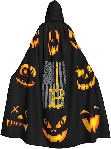 Bitcoin USA Flag Hooded Cloak Adult Costume Cape Halloween Cosplay