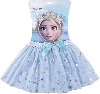 Set de Belleza Infantil de Frozen - Color Azul - Conjunto Completo - Incluye Tutú y Diadema de Elsa con Estilo Corona de Nieve - Producto Original Diseñado en España