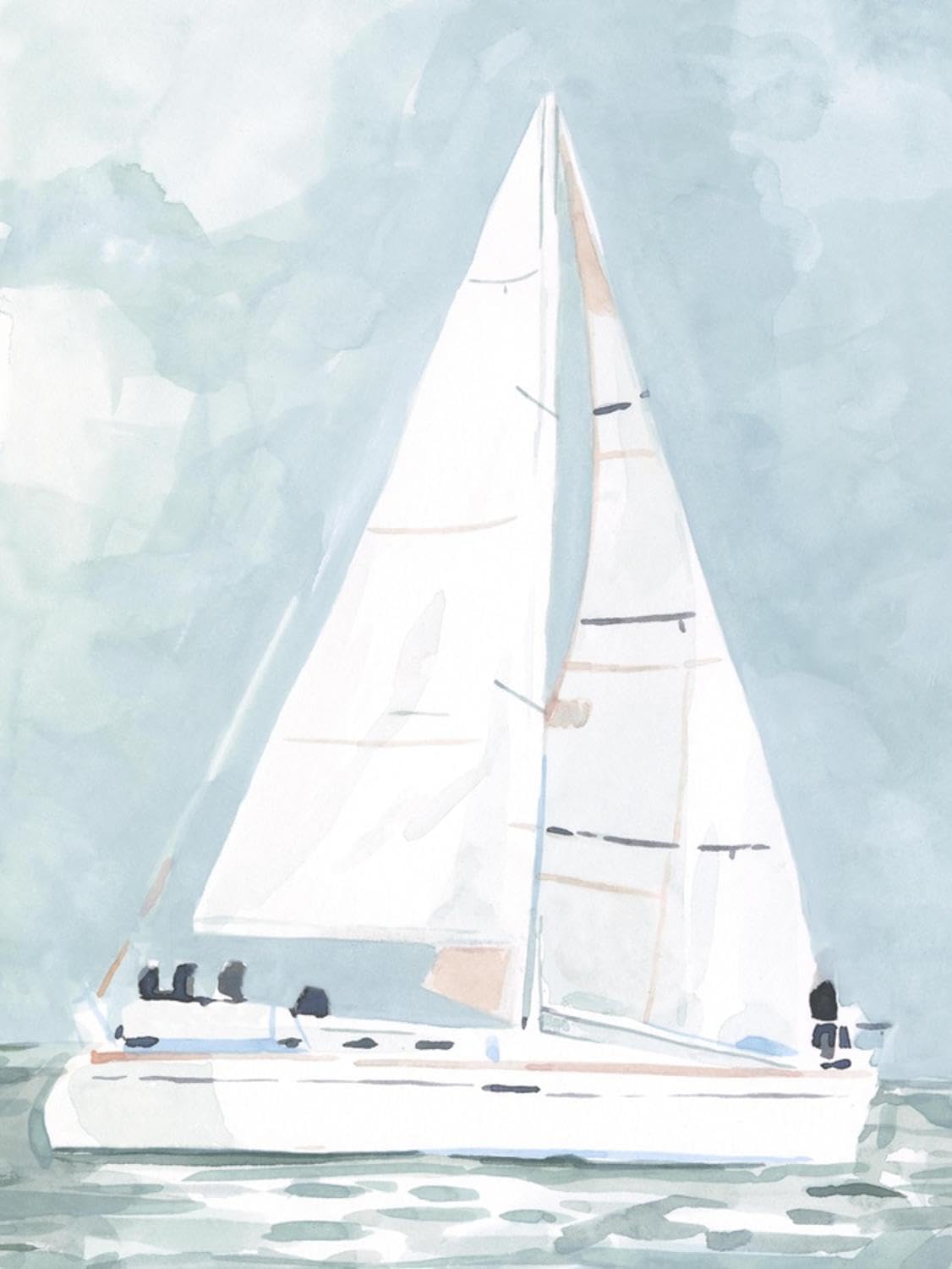 ART.COM Wall Art Print Soft Sailboat I by Emma Scarvey, 18" x 24"