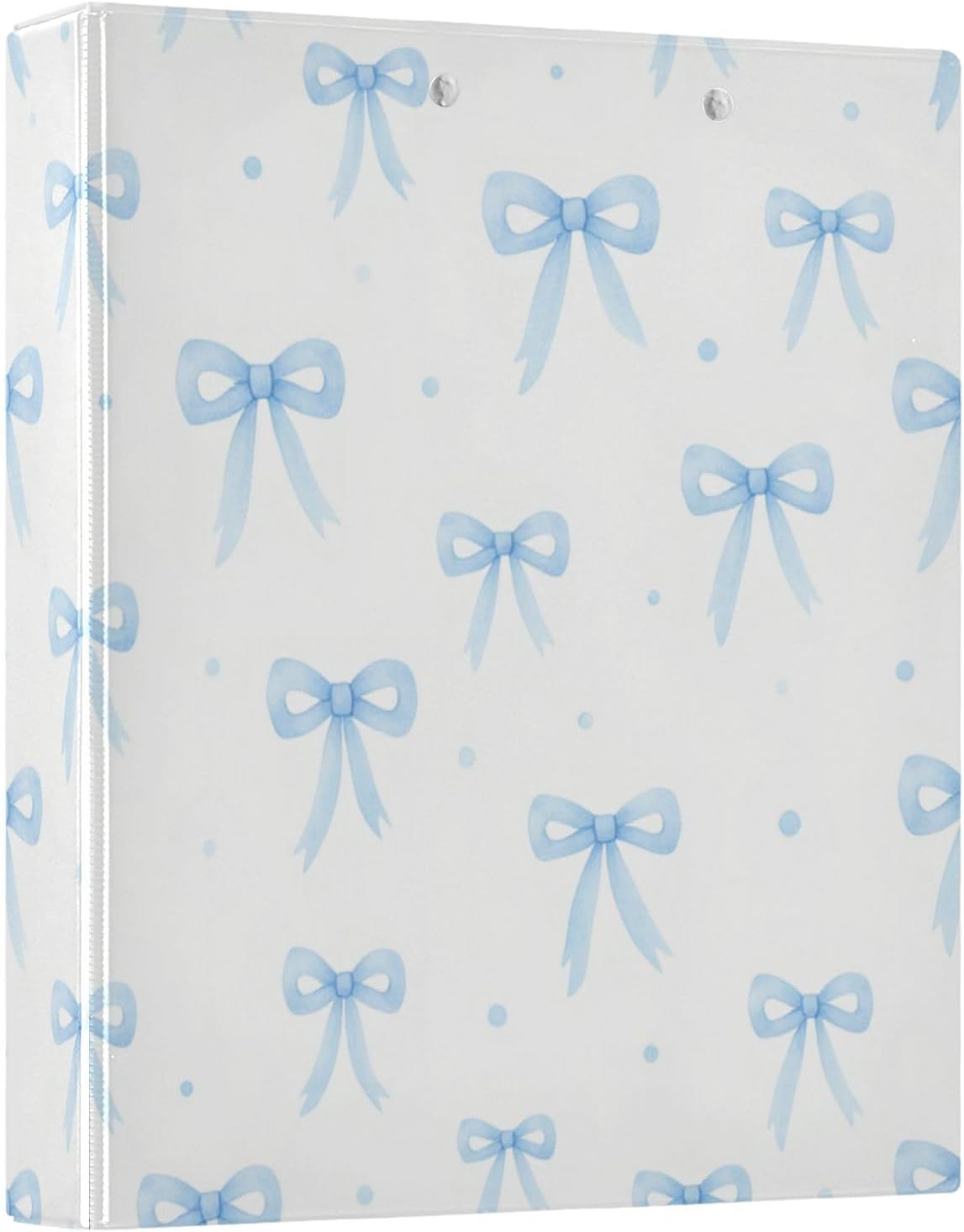 Caikeny 3 Ring Binder Blue Ribbon Bow 1.5 Inch Binders Coquette Round Ring Clipboard with 2 Pockets for Office Supplies