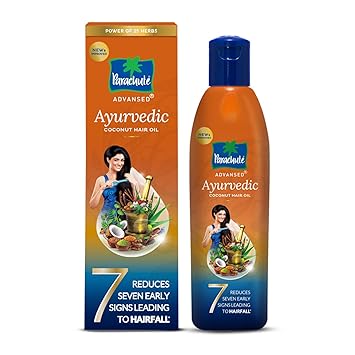 Parachute Advansed Ayurvedic Coconut Hair Oil | Hair fall control | Reduces Dandruff, Rough Hair, Split Ends & Hair Thinning | 25 Herbs | 300ml