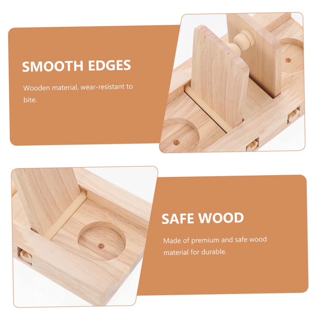 BESPORTBLE 2pièces Jouet Interactif pour Hamster Et Chinchilla Cachet De Friandises Bois Accessoire Ennui pour Rongeurs avec Double Couvercle Rotatif