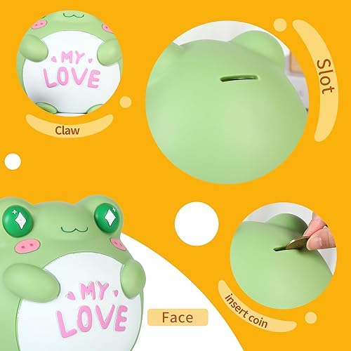 Miniatura 3 de H&W Banco de dinero de rana, alcancía de rana inastillable, primer banco de monedas, el mejor cumpleaños de Navidad para niños y niñas, decoración