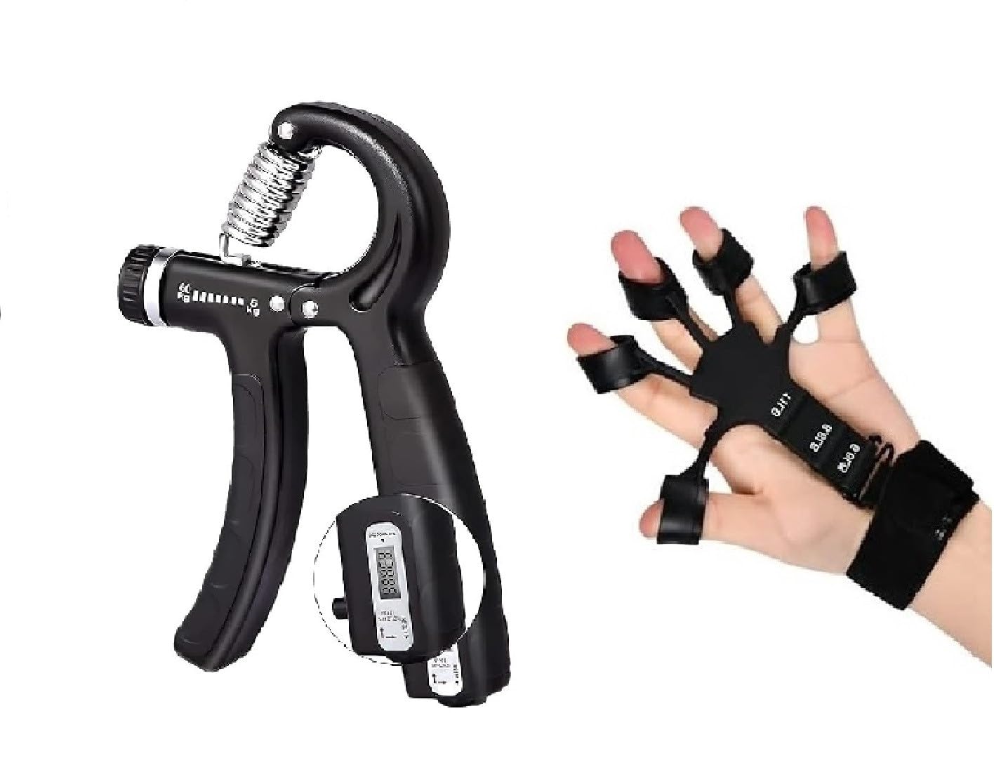 Shopfleet New Finger Grip Strengthener With Counter Hand Grip - Adjustable Finger Trainer and Gripster Grip Trainer - Relieve Pain for Arthritis For Men & Women (Black Finger Grip & Hand Grip) (B0CQLMMRYH) Amazon Price History, Amazon Price Tracker