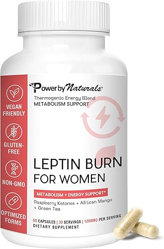 Power by Naturals - Quemador de leptina para mujeres, supresor del apetito, potenciador del metabolismo y quemadores de grasa para mujeres, pérdida