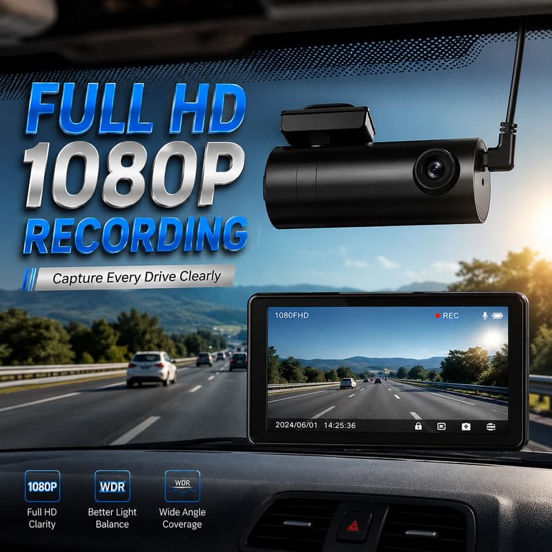 Image of Drumstone 𝟏𝟓-𝐘𝐞𝐚𝐫 𝐋𝐨𝐧𝐠-𝐋𝐢𝐟𝐞 𝐖𝐚𝐫𝐫𝐚𝐧𝐭𝐲 Full HD Dash Camera for Car, 3 Inch Screen Driving Recorder, Wide Angle DVR Camera, Loop Recording, Motion Detection for Daily Driving