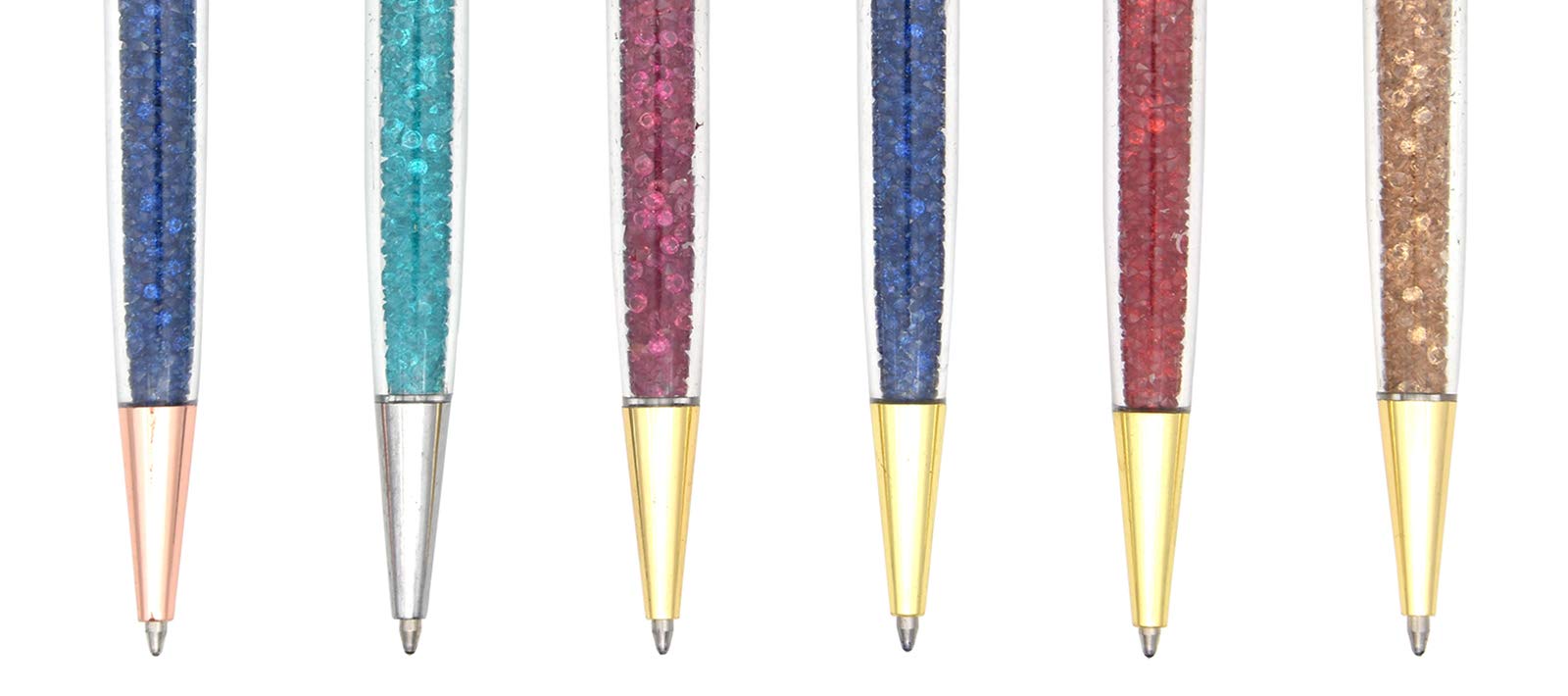 Gullor 6 Pcs Gel Ink Roller Ball Pen Ballpoint Pen Crown Crystal Metal Pens, Multicolor B, 1 count (Pack of 6) - Image 3