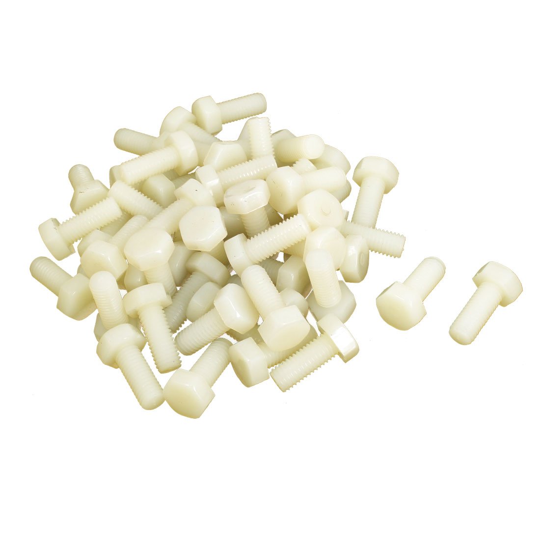 uxcell M8 x 20mm Full Thread Nylon Metric Hex Head Cap Screw Bolt 50 Pcs