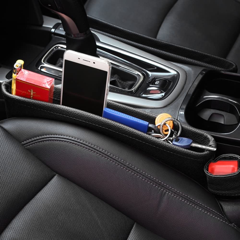DONGKER Aufbewahrungsbox für Autositze, 2 Stück PU-Leder Car Seat Gap Filler, Vorder-Autositz Lückenfüller für Die Meisten Modelle von Autos, 36x11,5 cm
