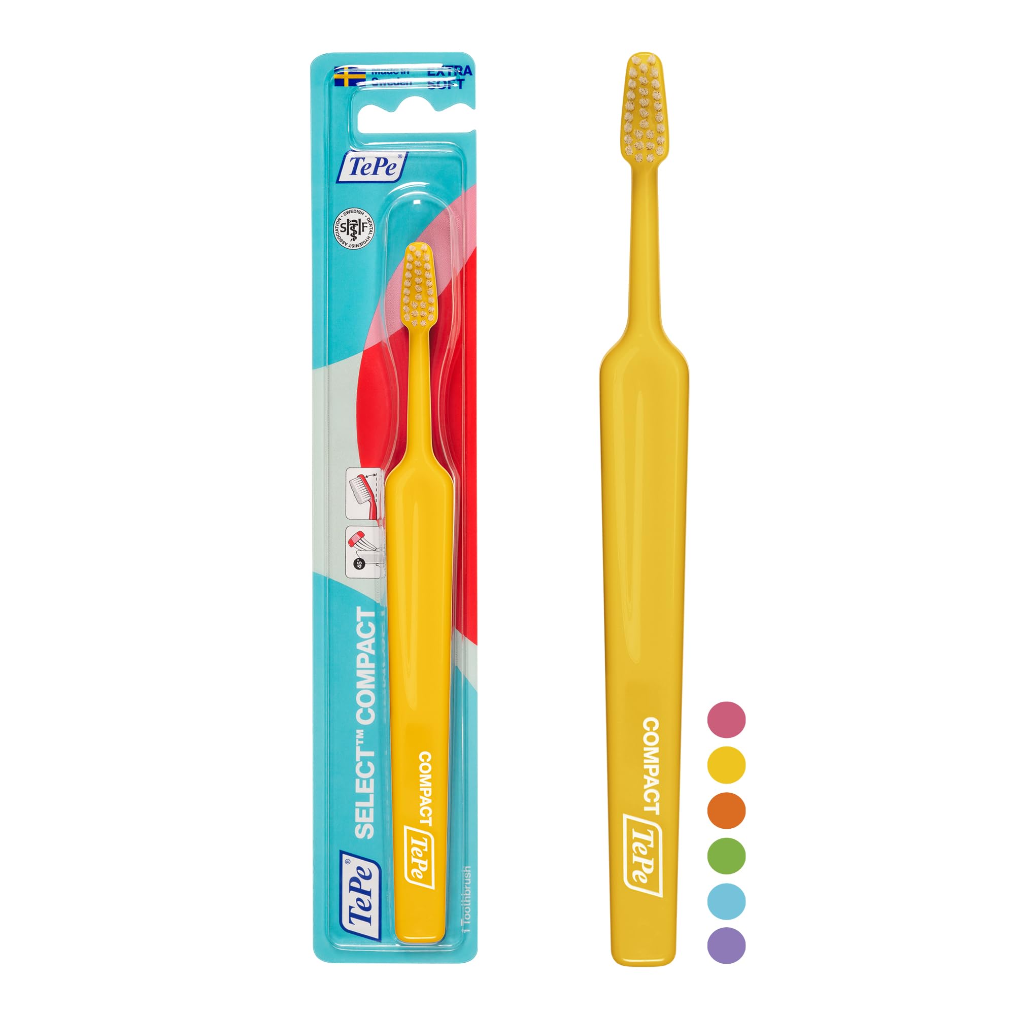 TePe Select Compact Toothbrush, Extra Soft, Assorted Colours, 1pc