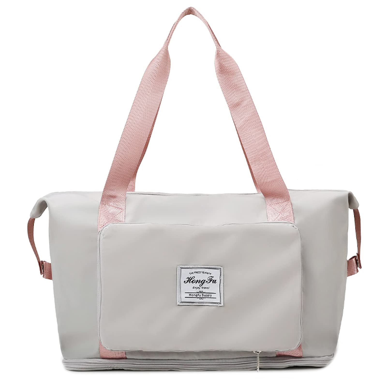 FORRICA Bolsa de Deporte Mujer Hombre Bolsa de Viaje con Compartimento Húmedo Bolsa de Gimnasio Plegable Ligera Bolsa Fin de Semana para Viajar Nadar Yoga Acampar Gris B