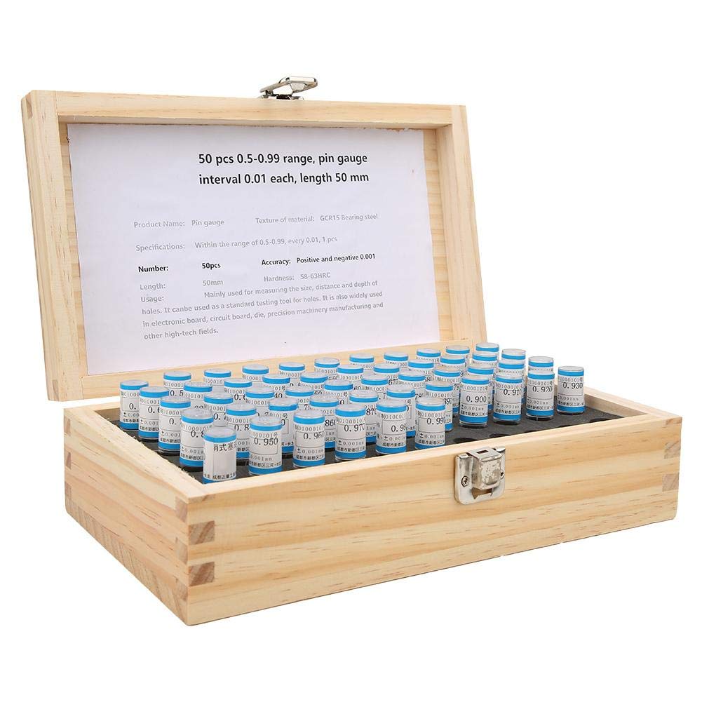 50pcs Pin Gauge, 0.5-0.99mm Plug Pin Gage Set 0.001mm Tolerancia Teniendo Acero Herramienta de precisión para placas electrónicas Placas de circuitos Moldes