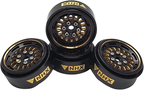 Miniatura 1 de NHX RC - Llantas de latón negro Beadlock de 1.0 pulgadas, 4 piezas Axial SCX24