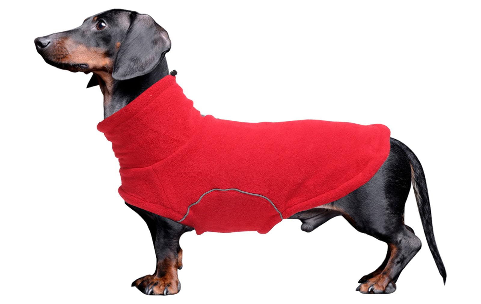 babepet Dog Fleece Jumper,Soft Dachshund Coat,Warm Coats & Jackets for Dogs With Leash Hole,Reflective Miniature Dachshund Clothes for Winter Cold Weather,Outdoor Indoor Pet Vest-Red-M