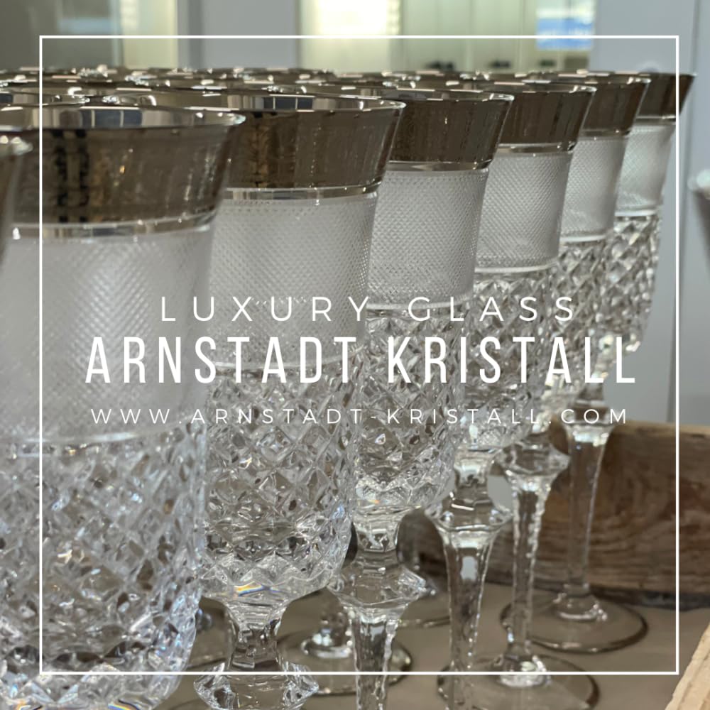 ARNSTADT KRISTALL Rococo Flûte à champagne en Verre Cristal soufflé à la bouche 25,3 cm Fabriqué à la main en Allemagne Avec bordure en platine véritable