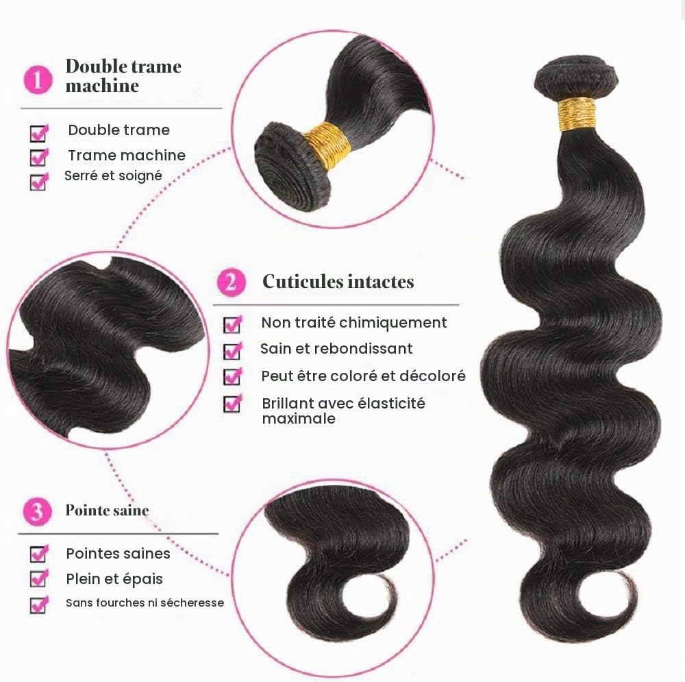 TNICE Tissage Naturel Cheveux Humain Ondulé Meche Bresilienne Bouclee 8 10 12 pouces Tissage Bresilien en lot Cheveux Naturel Humain Extension