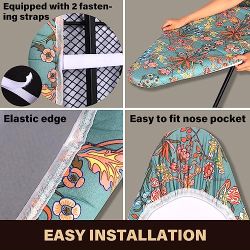 caius Easy Installation 15x54 Ironing Board Cover and Pad - Elastic Edge, Applicable Standard Size Iron Board Cover, Stain Resistant, Setup for Effortless Ironing Experience