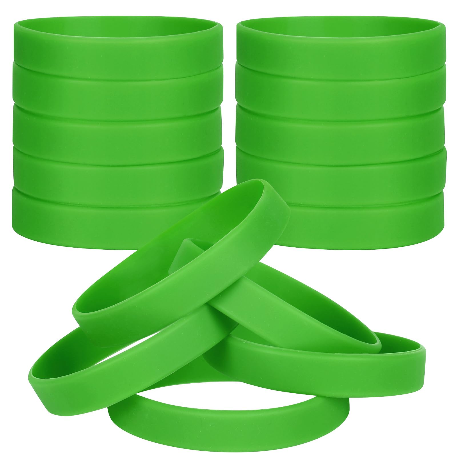 LVNRIDS 30 PCS Silicone Bracelets Wristbands for kid, Sports Rubber Elastic Wristband Bracelet for School Activity Party Favors Decorations Green