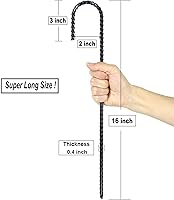 Vista 3 de Estacas para barras de refuerzo de tierra de 16 pulgadas, gancho en J extra resistente, a prueba de óxido, anclajes de tierra de acero con extremo