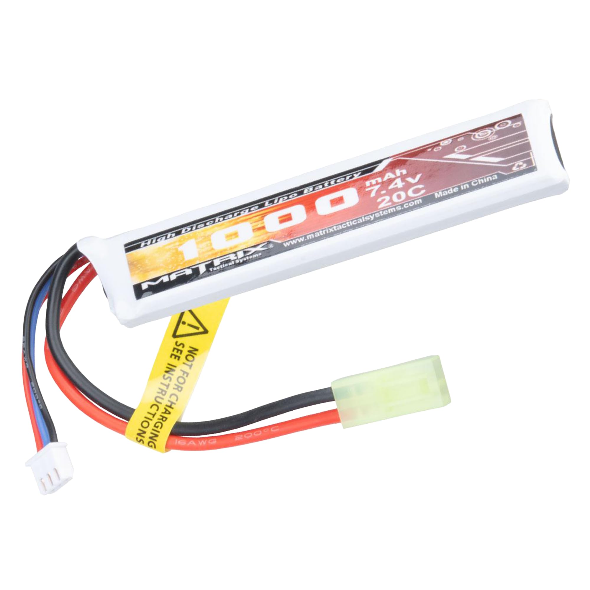 Evike Airsoft - Matrix High Performance 7.4V Stick Type Airsoft LiPo Battery (Model: 1000mAh / 15C / Small Tam & Long Wire)